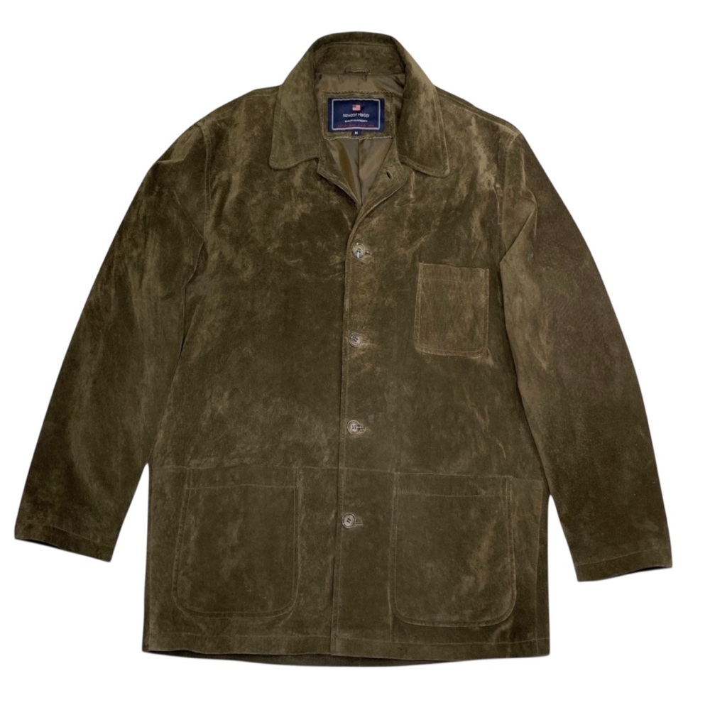 Newport Harbor Mens Washable Suede Leather Jacket M Brown Barn Coat Chore Blazer